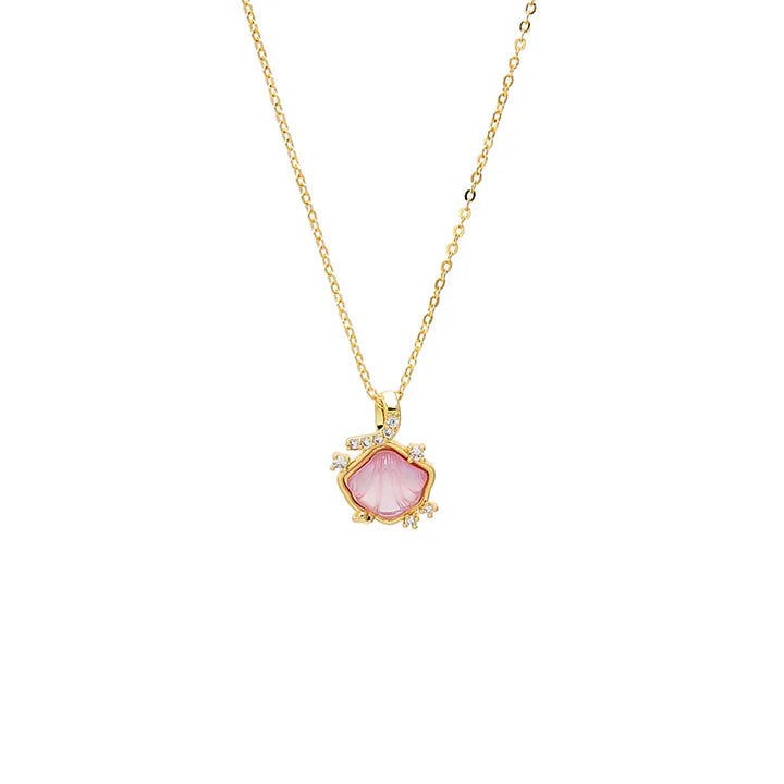 Ocean Glow Pink Shell Pendant Necklace