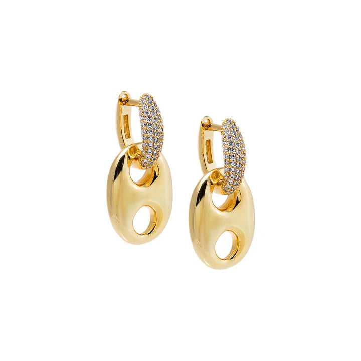 Chunky Pave Mariner Drop Huggie Earrings