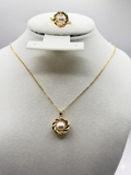 Pearl & Gold Filigree Necklace & Ring Set