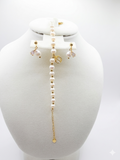 Luminous Pearl & Gold Bee Charm Bracelet & Earring Set