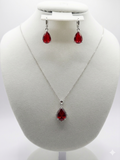 Colored CZ Teardrop Pendant & Earring Set – Gold-Plated Sterling Silver