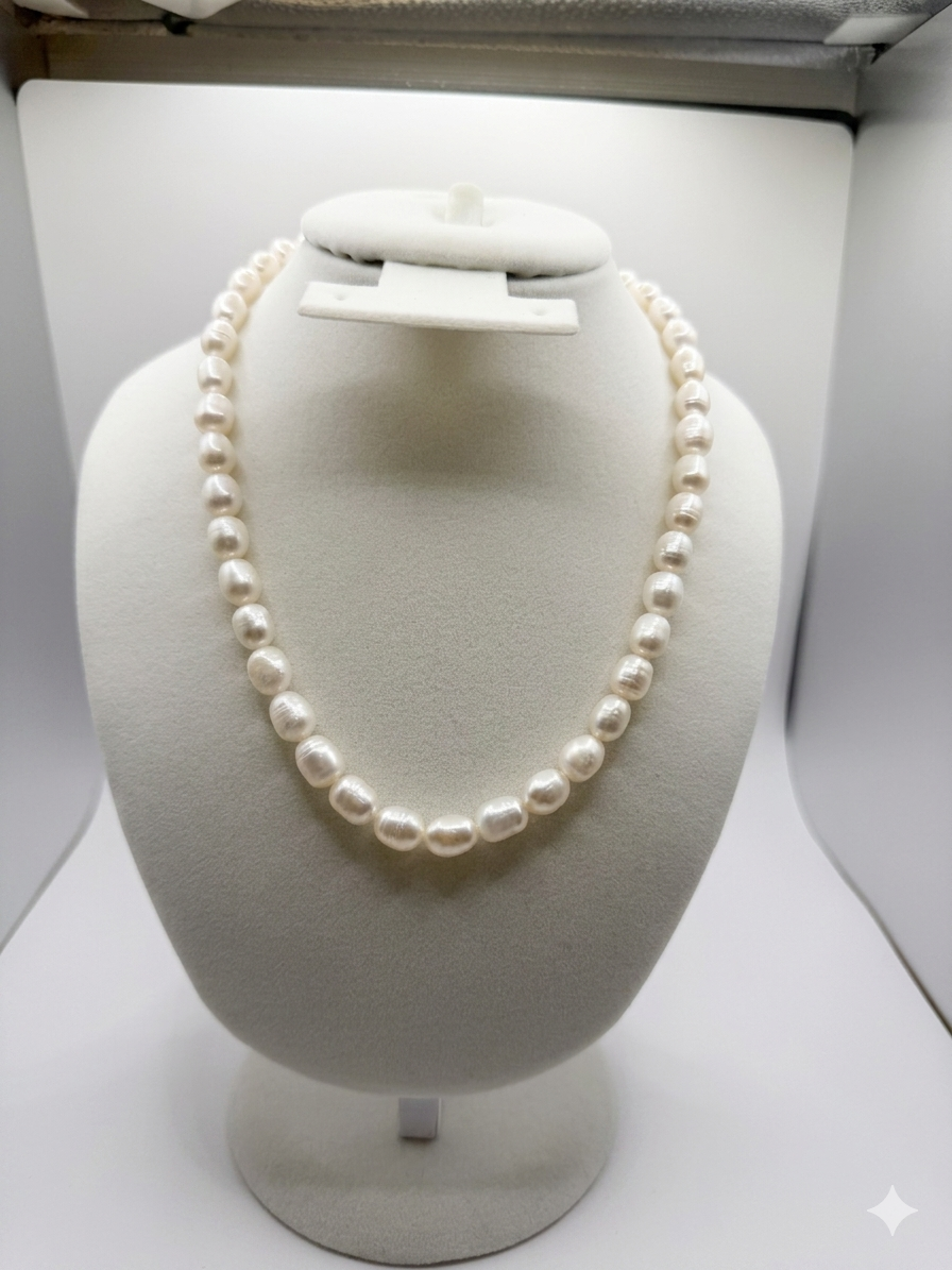 Freshwater Pearl Single-Strand Necklace – 3 Colors