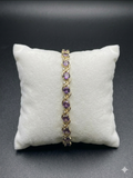 Purple Crystal Tennis Bracelet – Gold-Tone S-Link