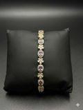 Heirloom Deep Amethyst-Tinted Quartz & Floral Cluster Statement Bracelet