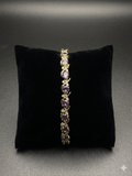 Purple Crystal Link Bracelet – Gold-Tone Pavé Accent