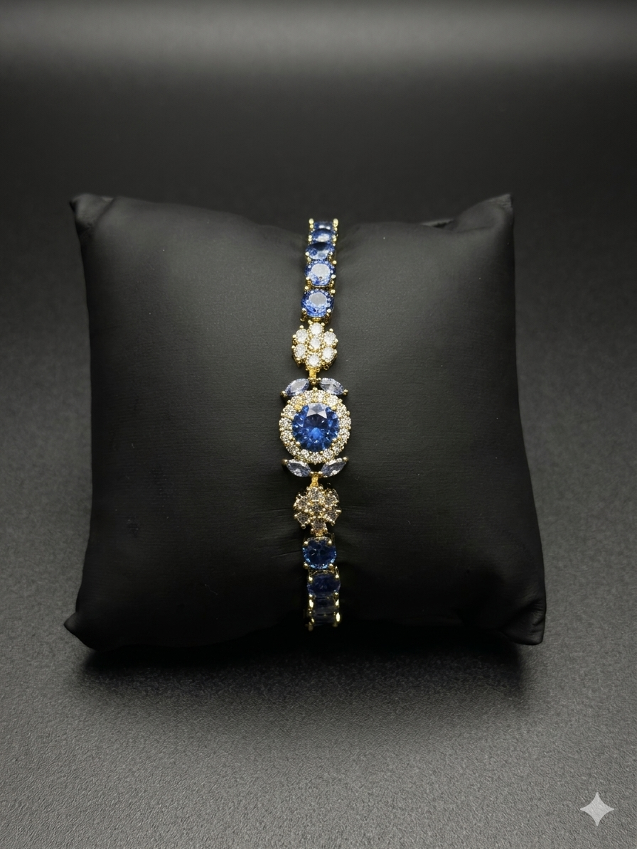 Sapphire Blue Cluster Statement Bracelet