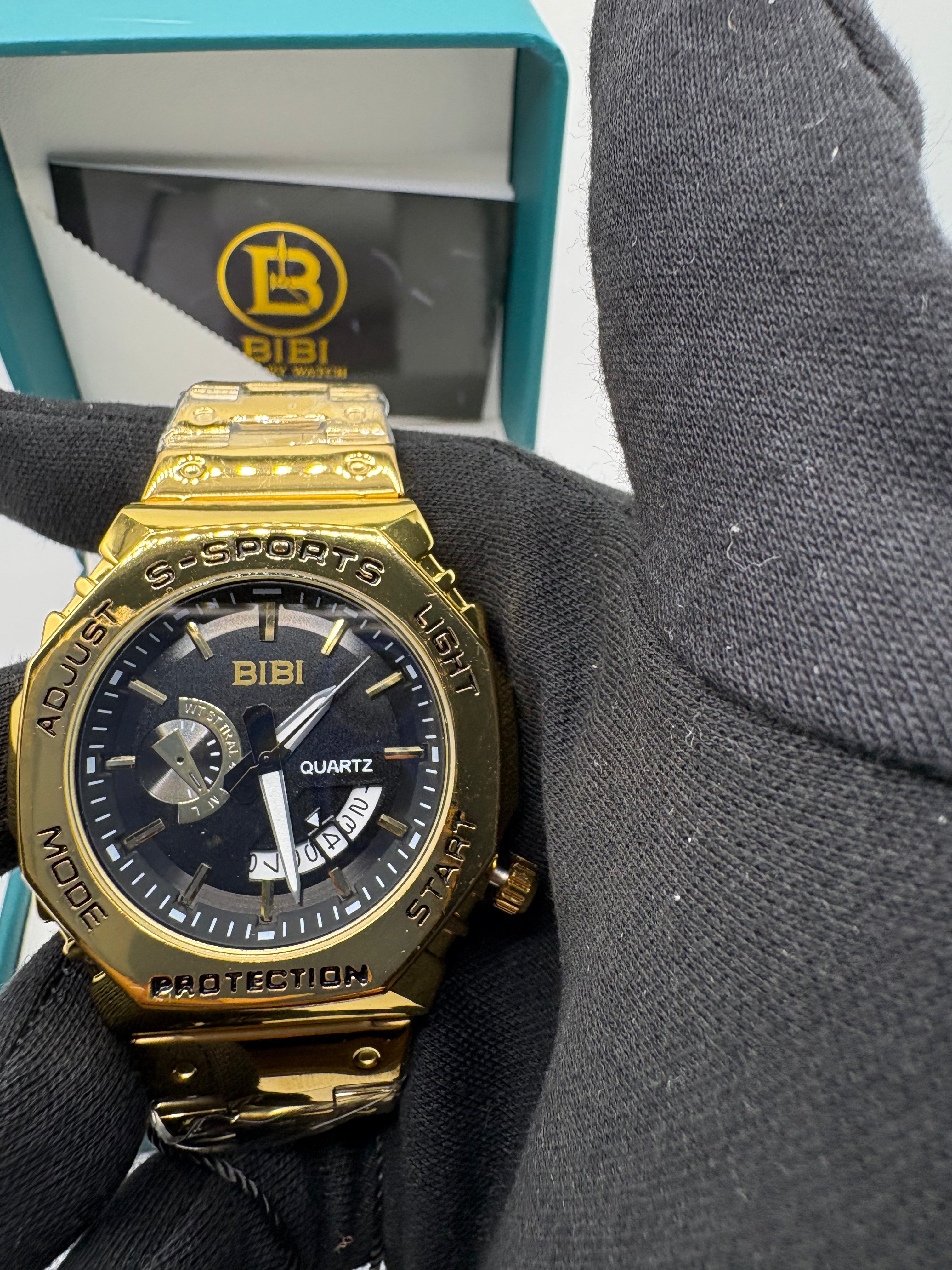 B0028 Black Dial Gold Case Gold Band