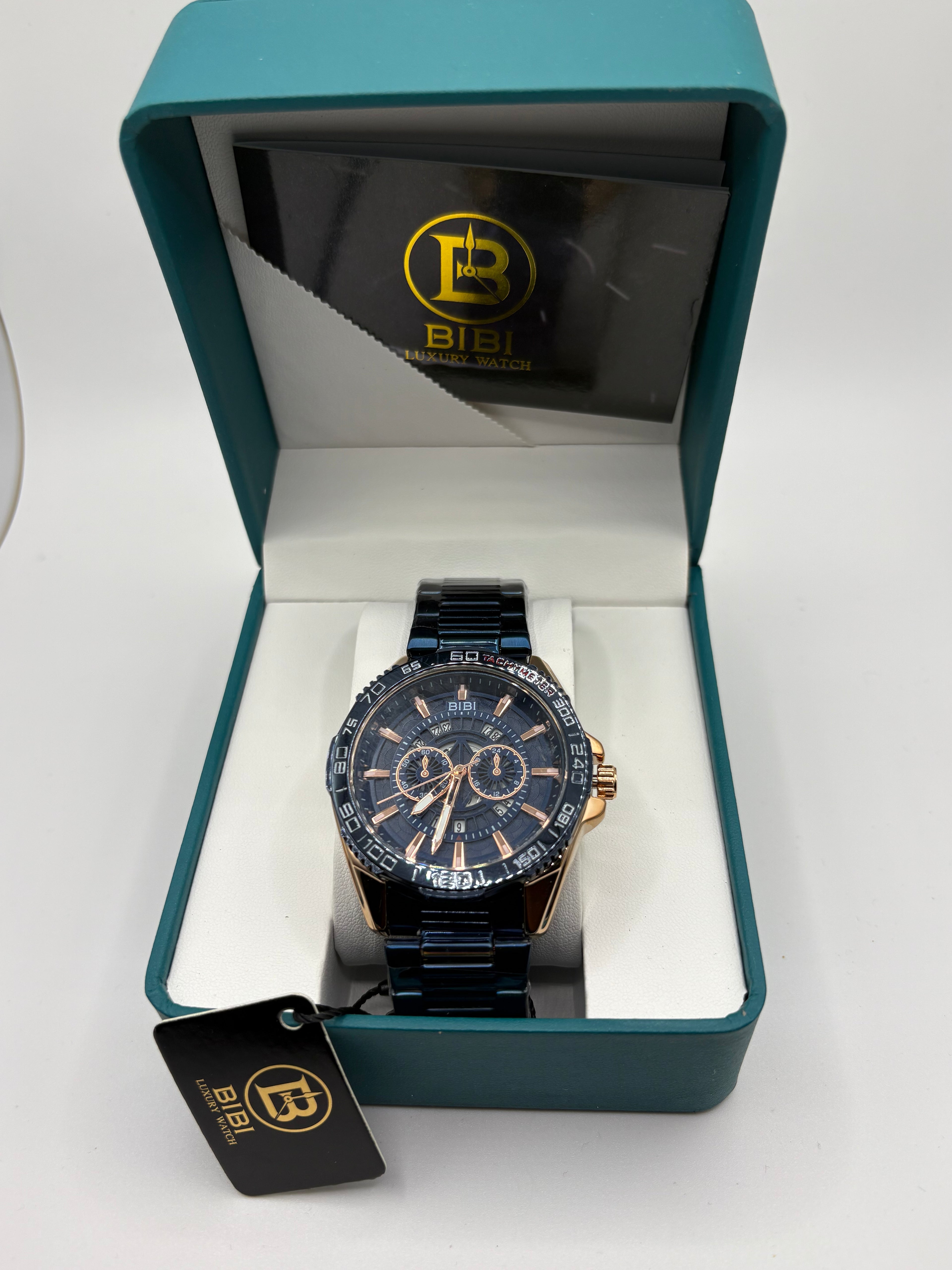 B0221 Blue Dial Gold Case Blue Band