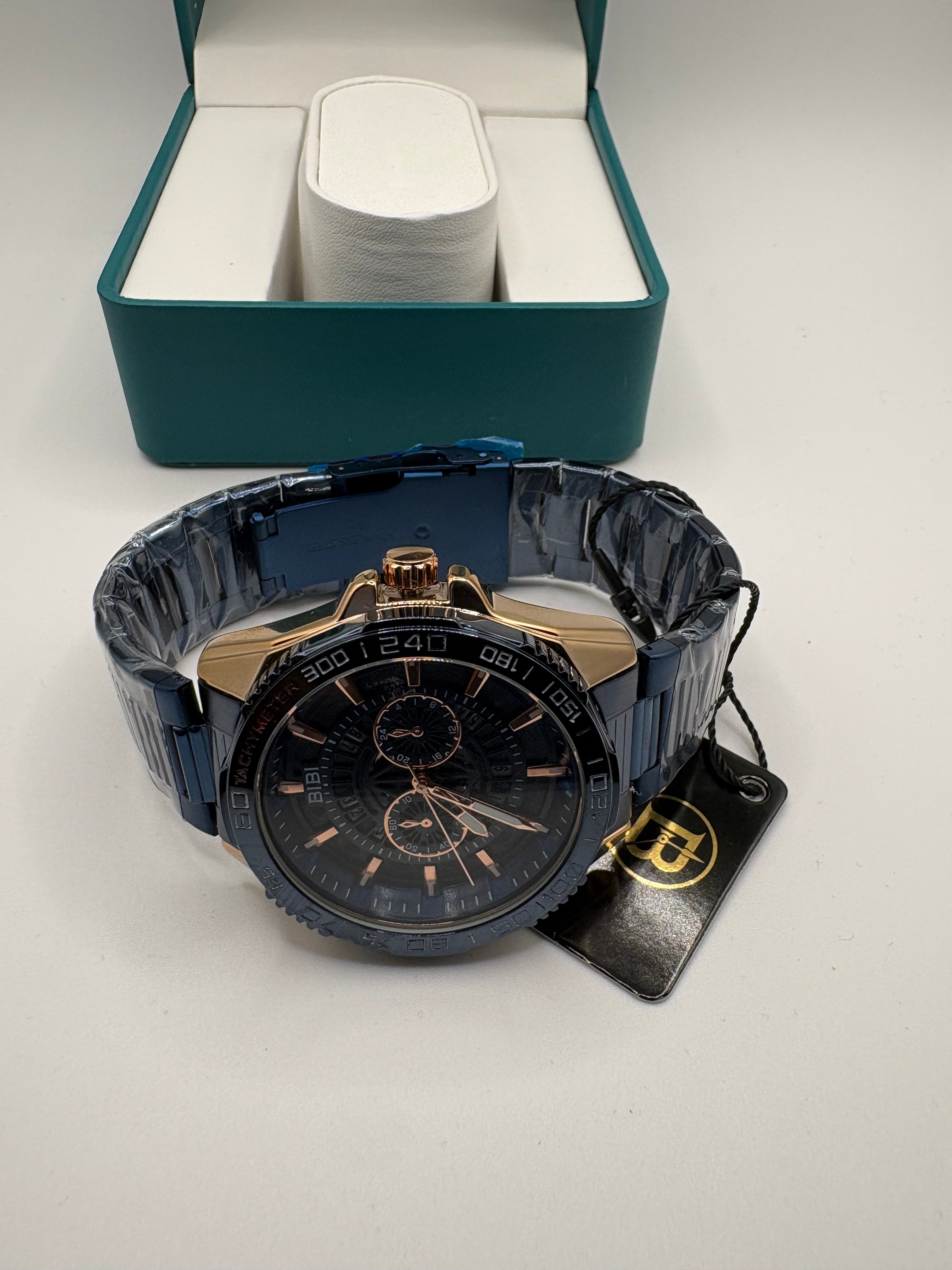 B0221 Blue Dial Gold Case Blue Band