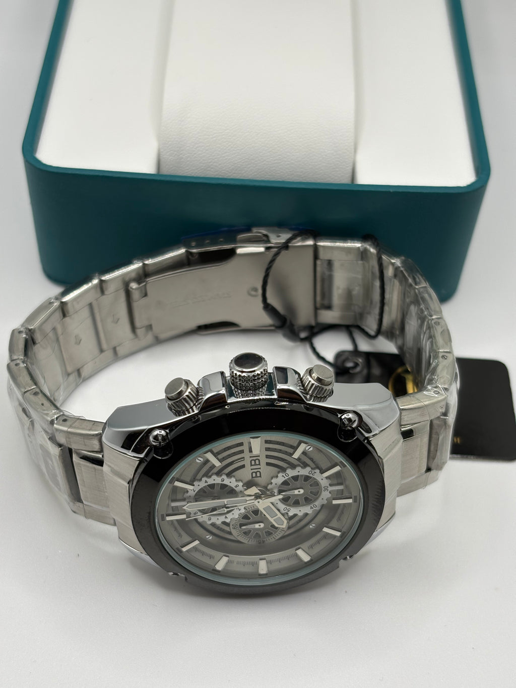 Bibi Luxury B0243 White Dial Black Case Silver Band