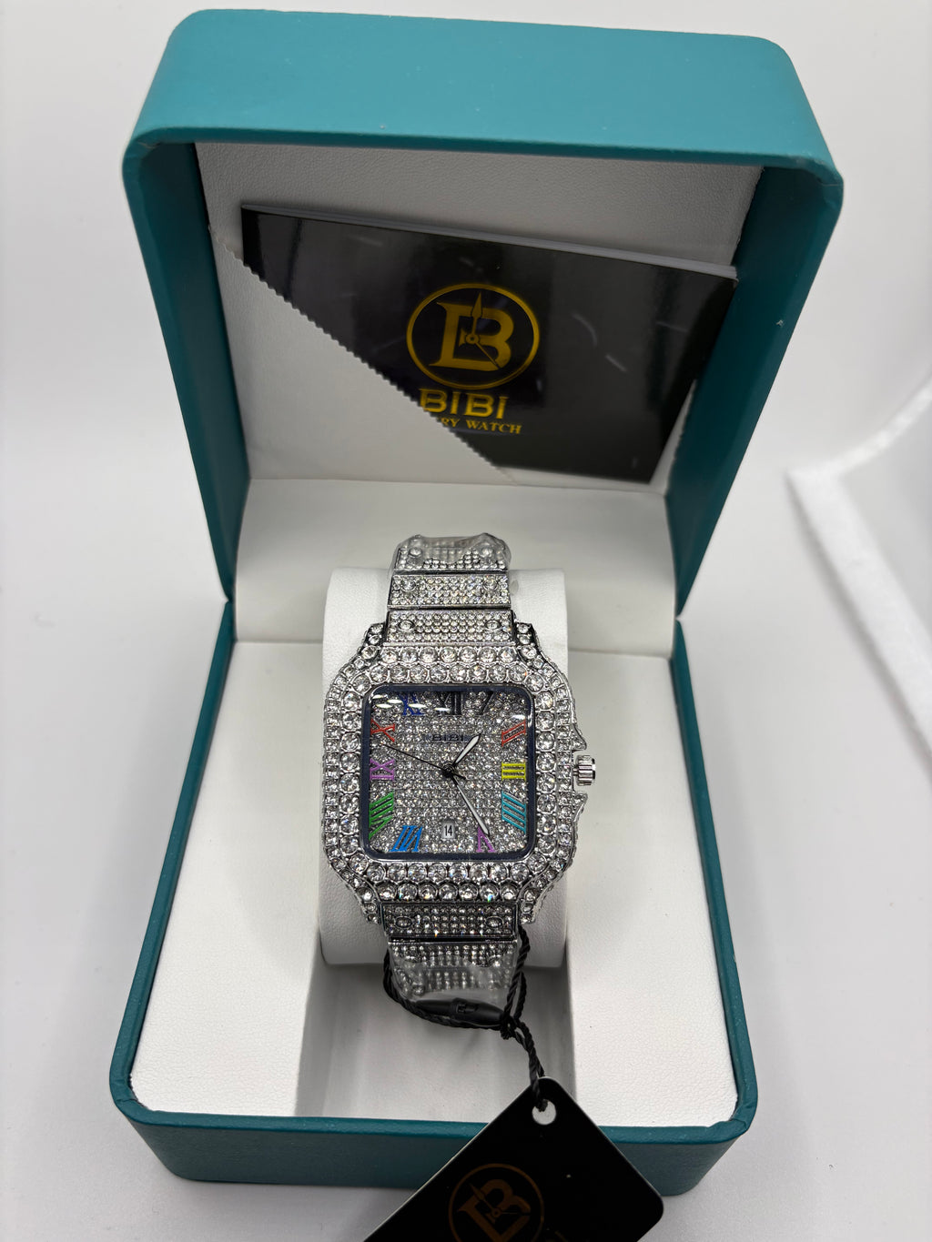 Bibi Luxury B0075 White Iridescent Dial Diamond Strap