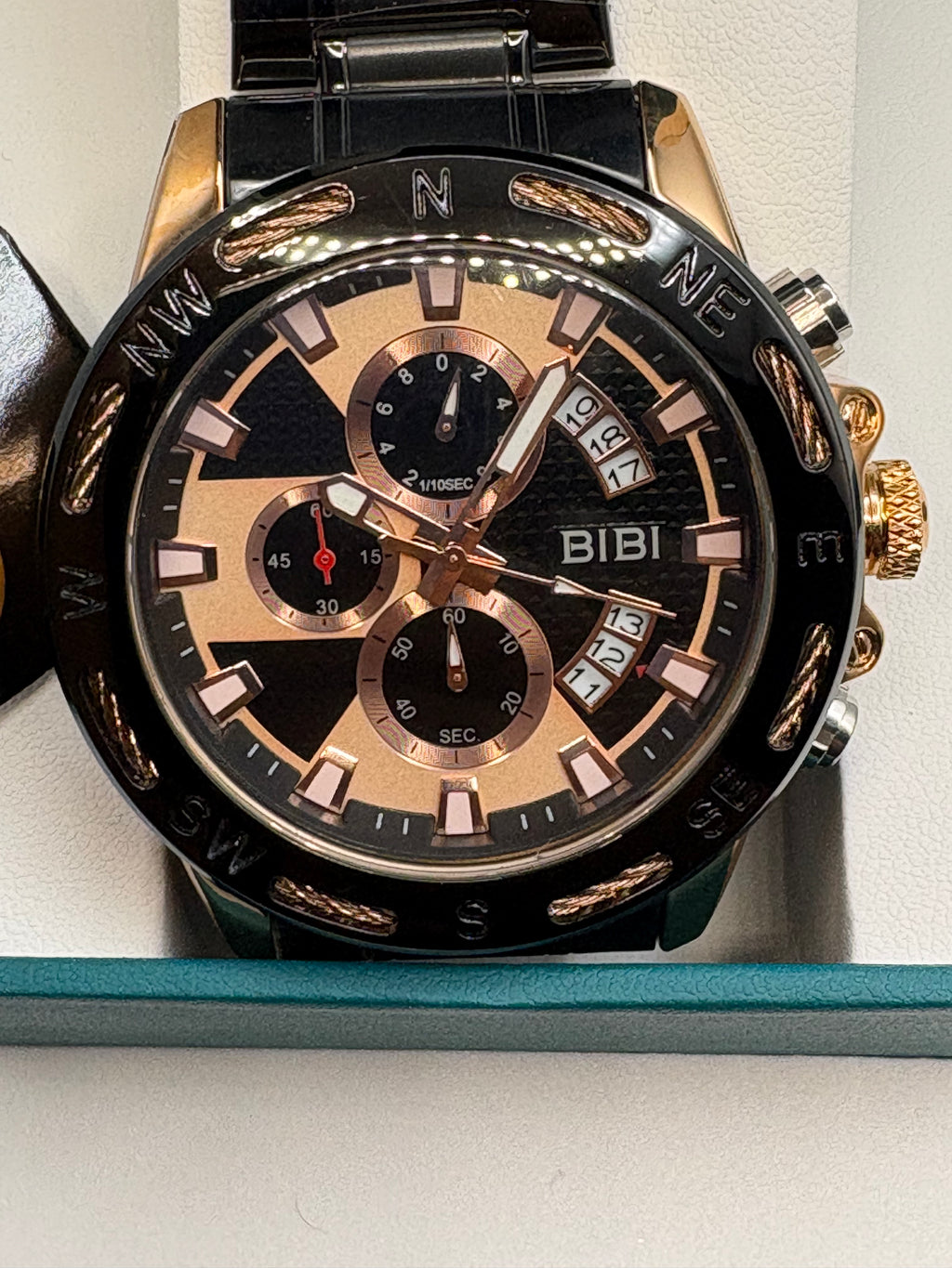 Bibi Luxury B0248 Rose Dial Black Case Black Band
