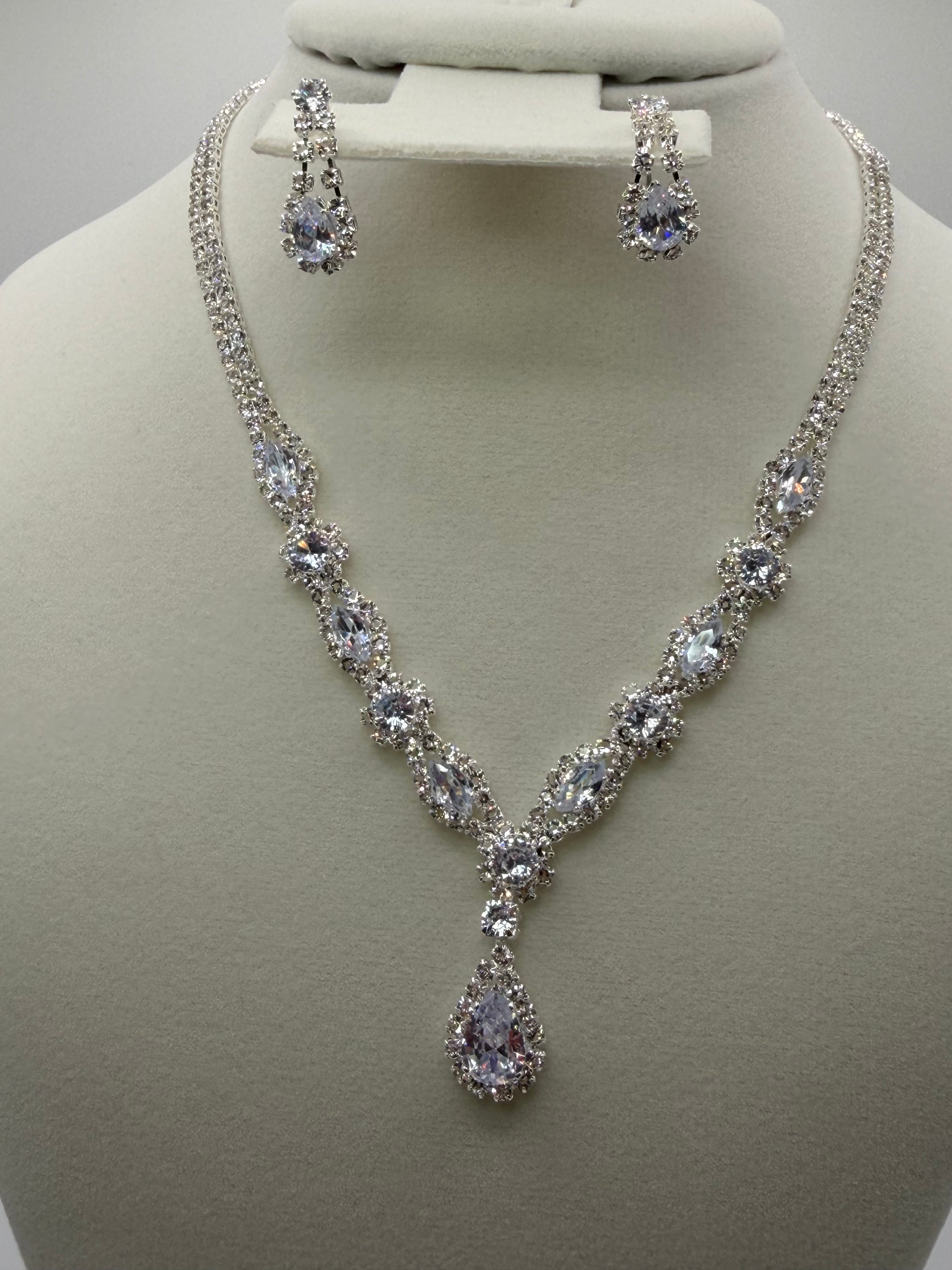 Celestial Drop Set – Silver Crystal Jewelry Suite