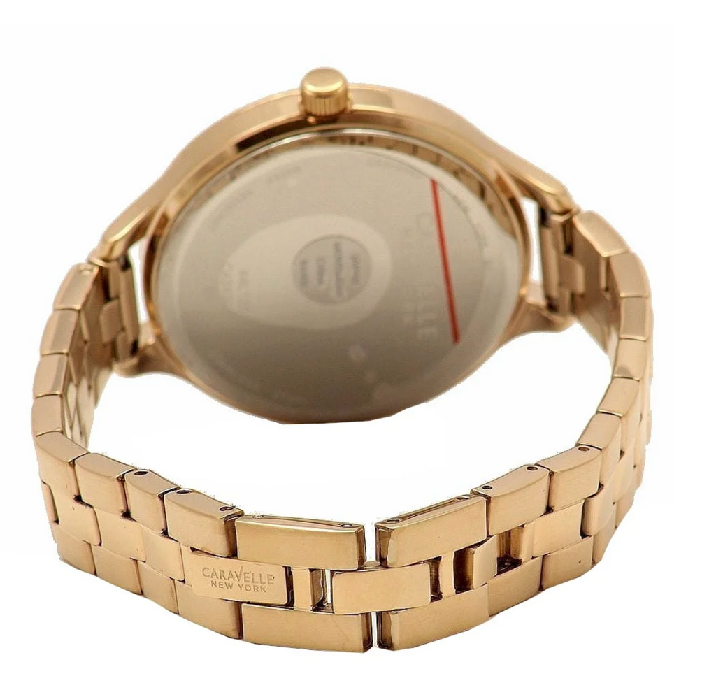 Caravelle New York by Bulova Ladies Stainless Steel Rose Gold Tone with Crystals Watch (44L125)