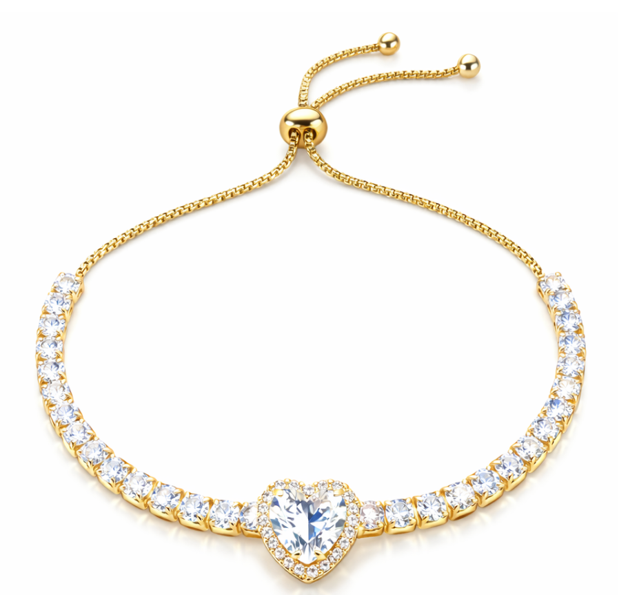 Swarovski Heart Tennis Slider Bracelet