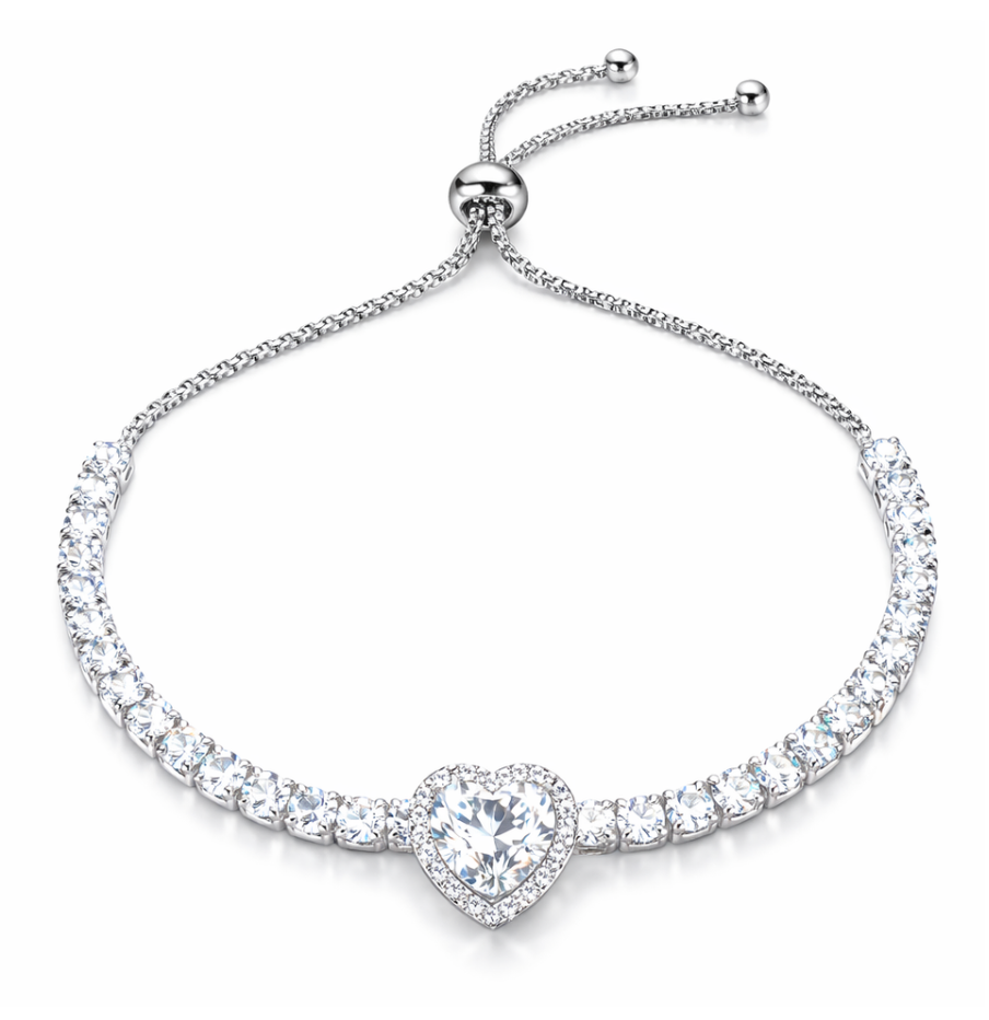 Swarovski Heart Tennis Slider Bracelet