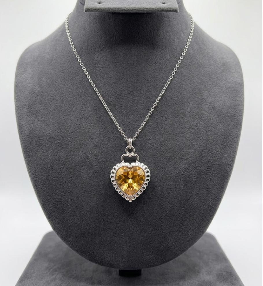 CC & Co. Amber Heart Pendant