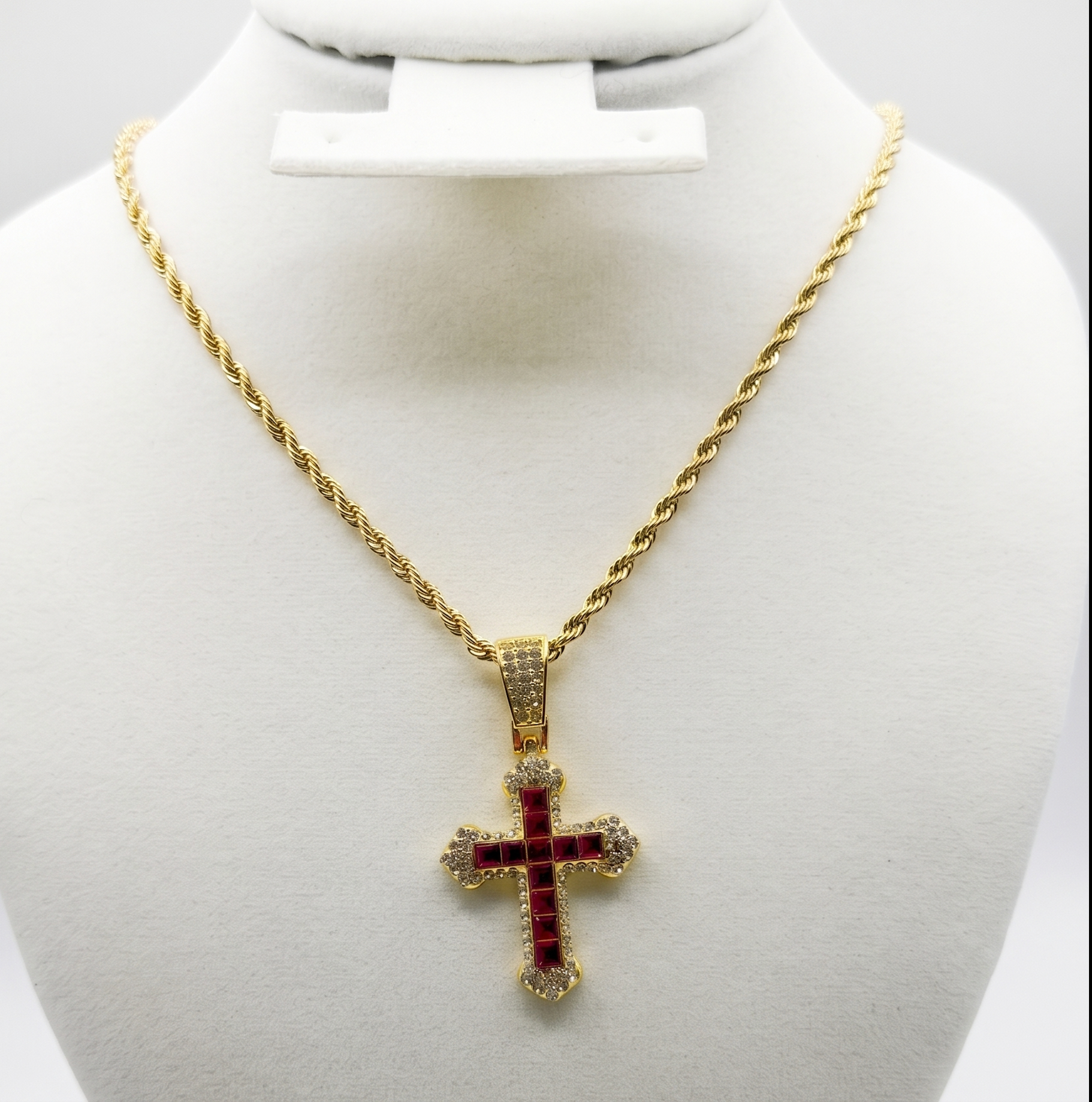 The Royal Ruby Cross Pendant Necklace