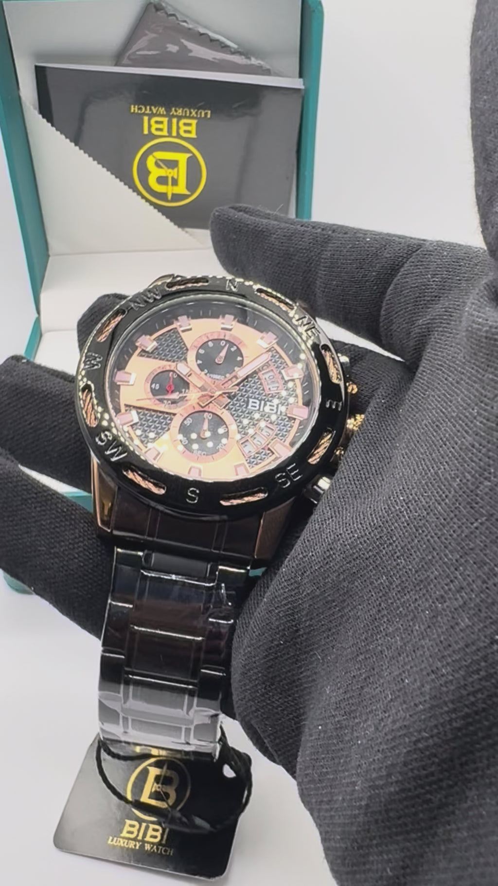 Bibi Luxury B0248 Rose Dial Black Case Black Band