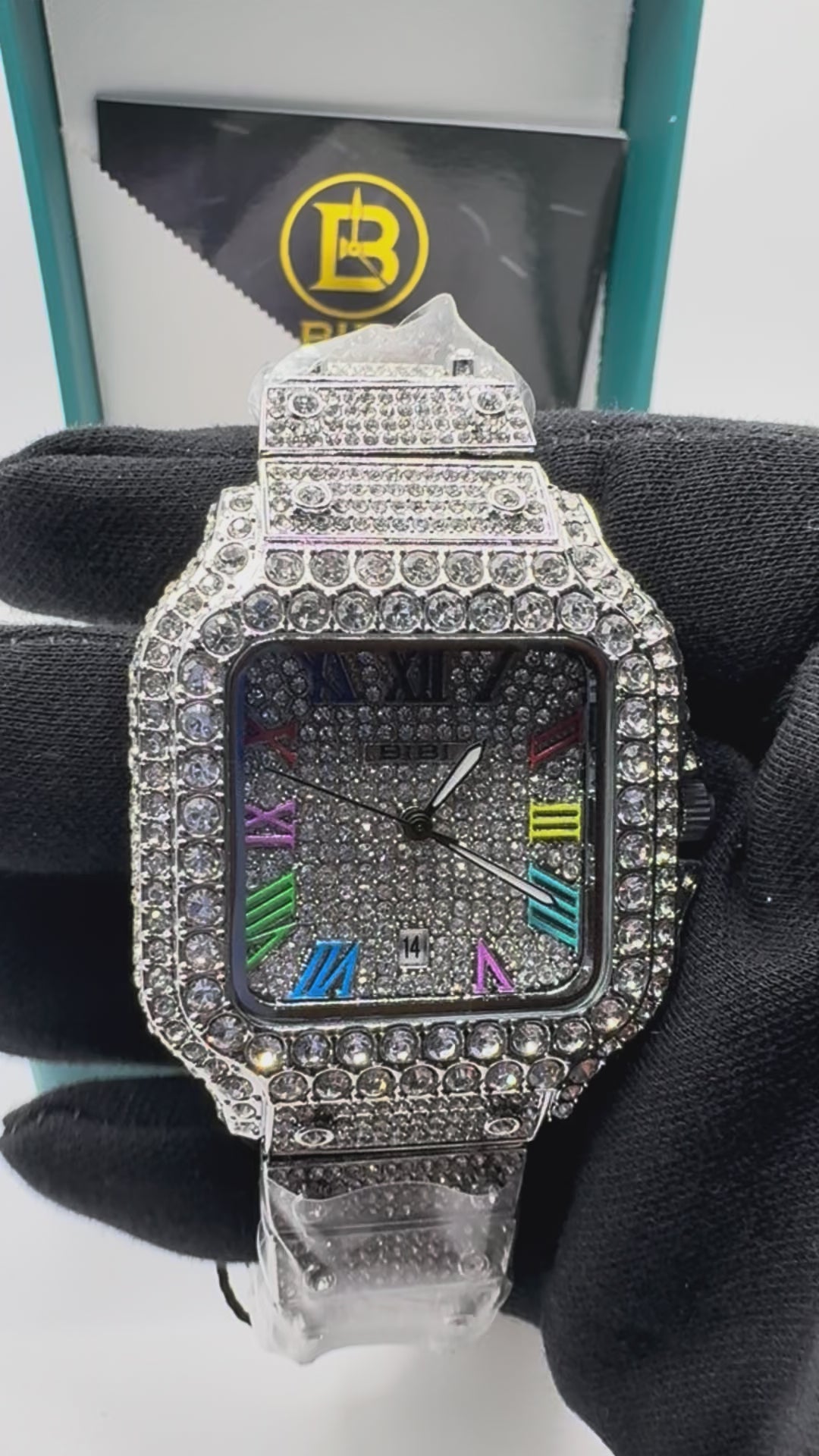 Bibi Luxury B0075 White Iridescent Dial Diamond Strap