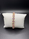Pink Crystal Halo Tennis Bracelet